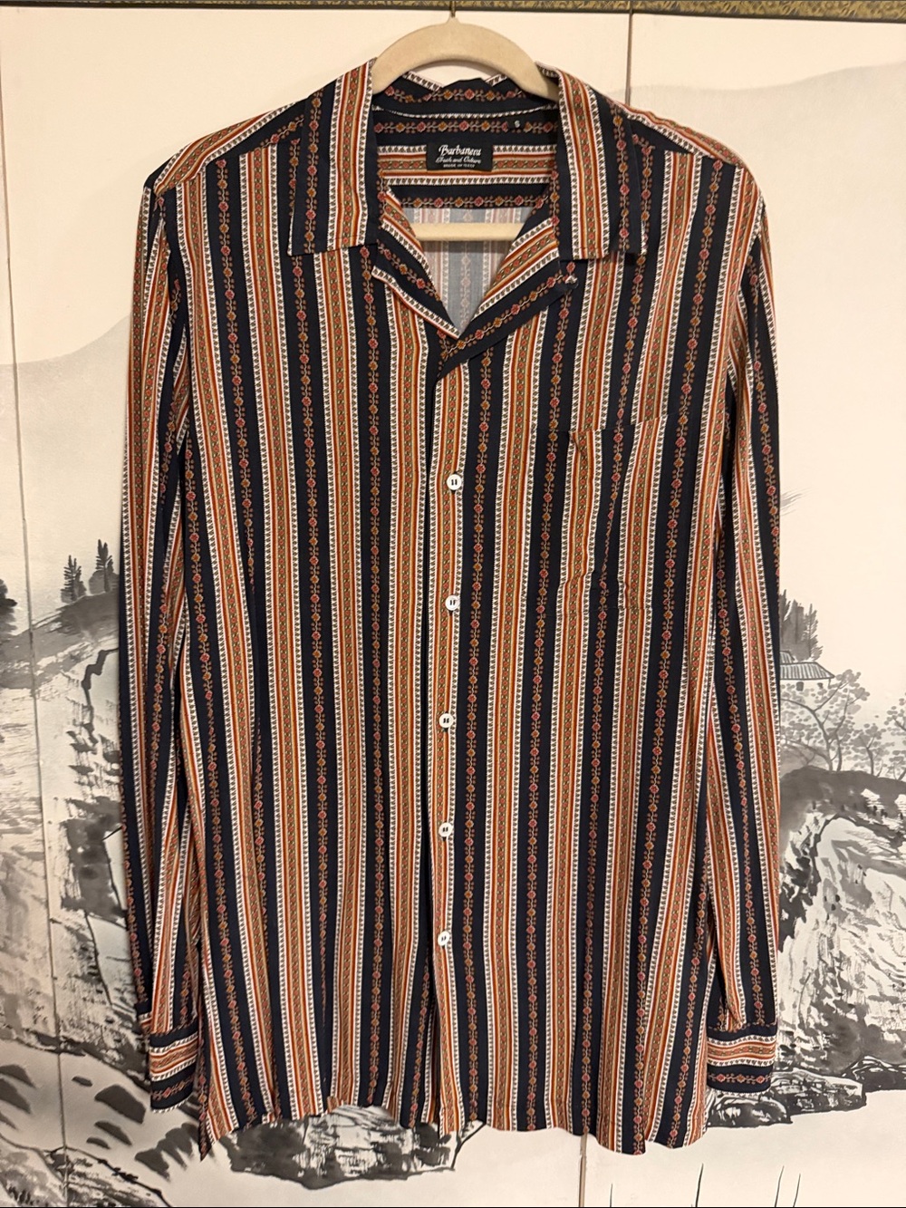 Barbanera Burt Japanese Viscose Men's Striped Button-Down Shirt - S